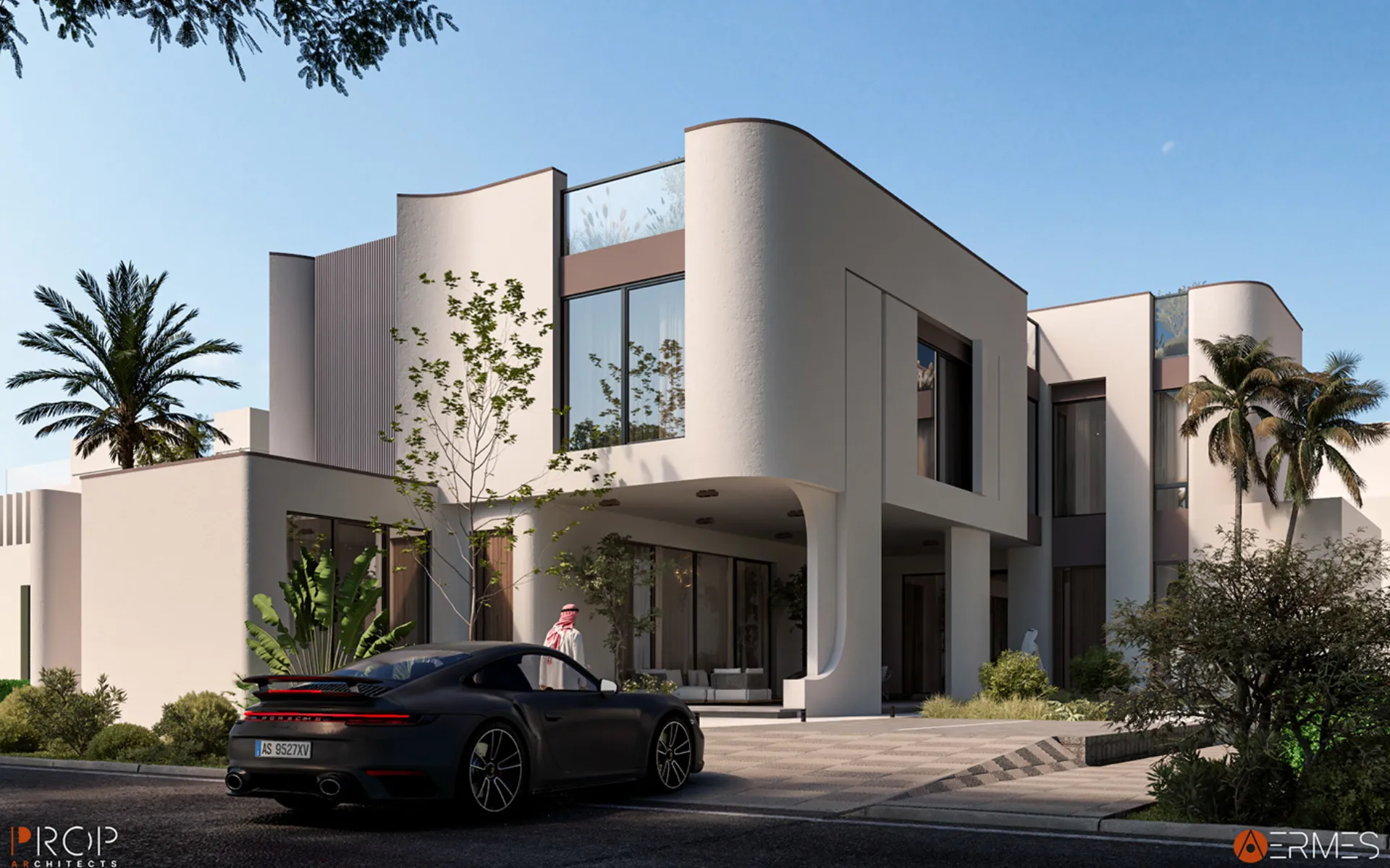 Exterior — Curved Architectural Walls, Solar installation Dubai