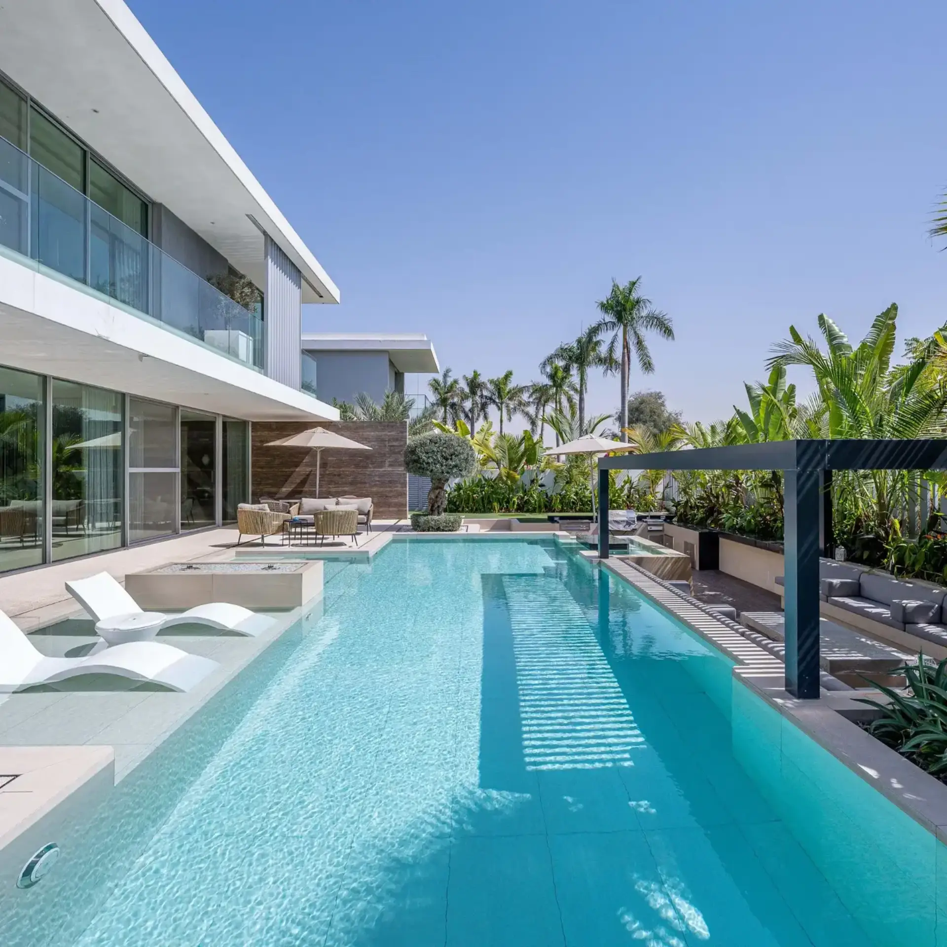 Pool — Large Rectangular Infinity Sty, Landscaping Dubai villa