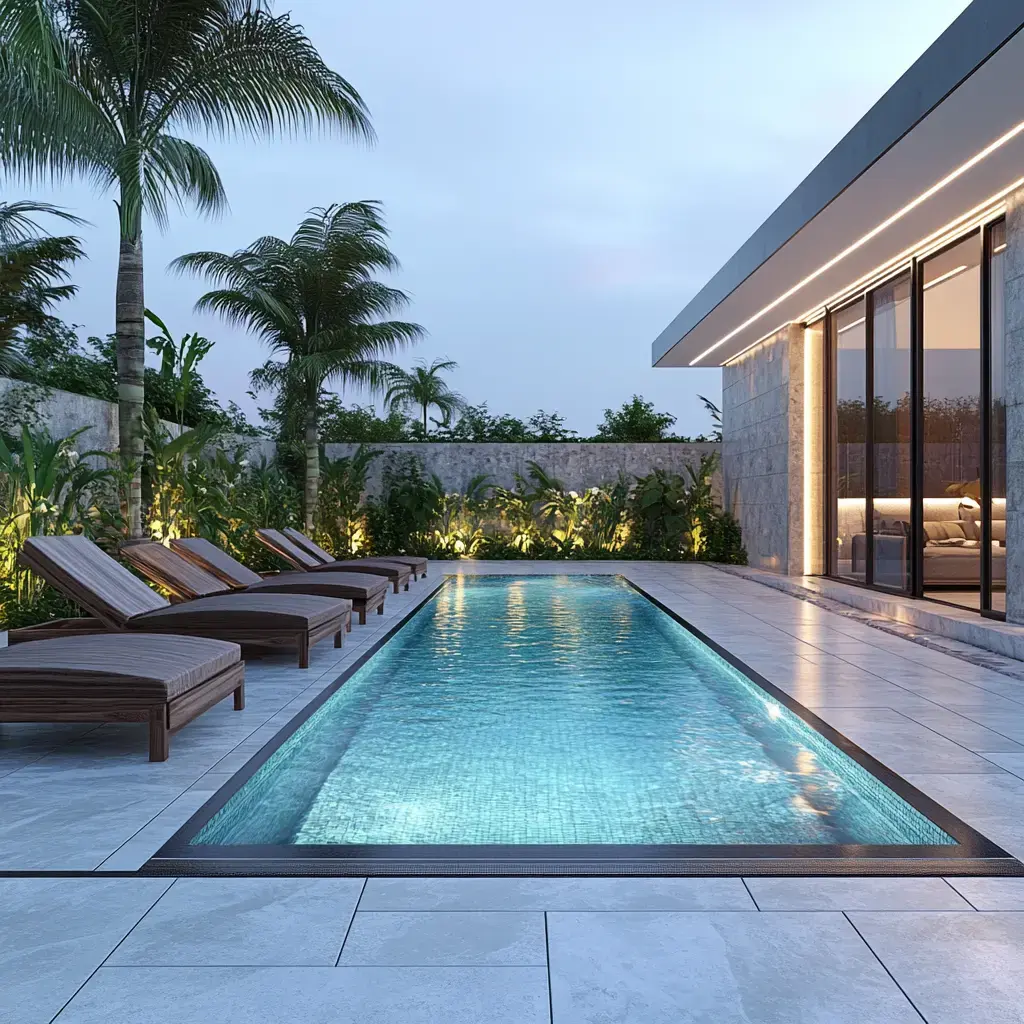 Pool — Rectangular Infinity Edge Pool, Landscaping Dubai villa