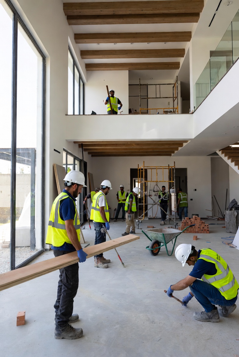 Full renovation team across two levels of Dubai villa